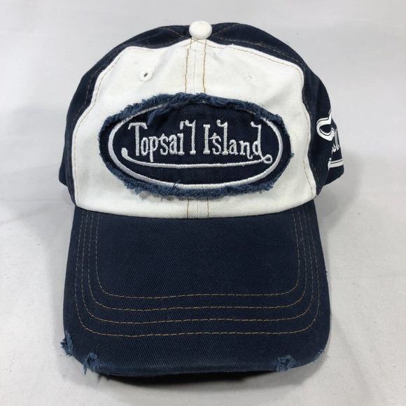 TOPSAIL ISLAND HAT CAP SUN & BEACH ADJUSTABLE DISTRESSED ONE SIZE FITS MOST OSFM - Picture 1 of 14